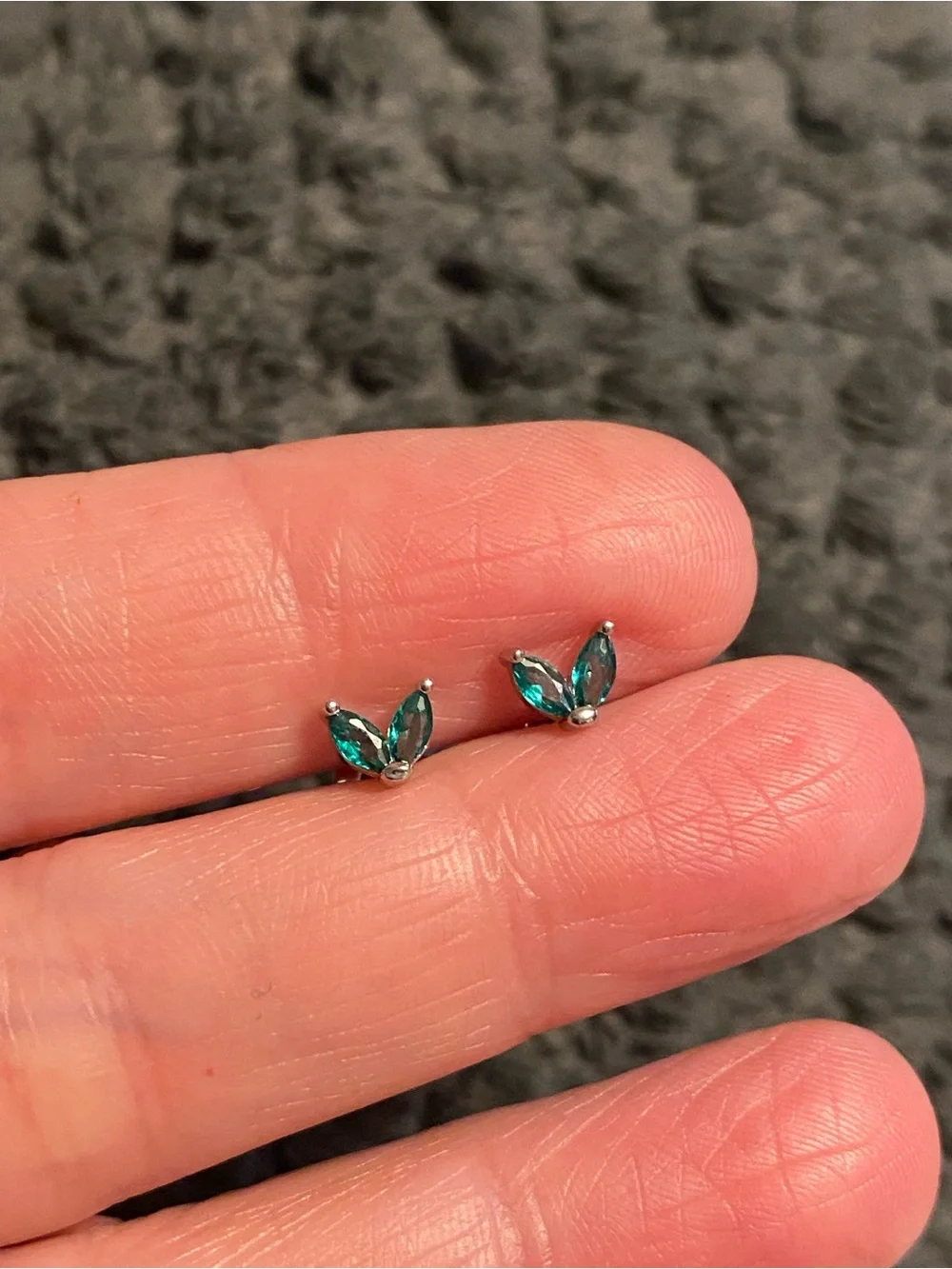 Silver Green Marquise Stud Earrings - Women's Jewelry